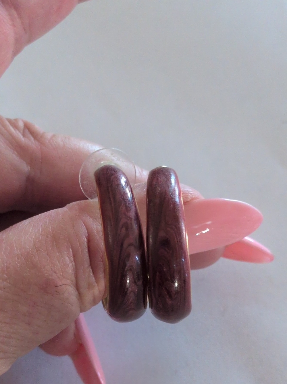 Marbled Brown Hoop Earrings